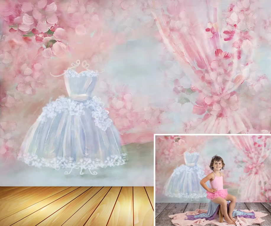 KMK - Pink Dress Up Watercolour Backdrop