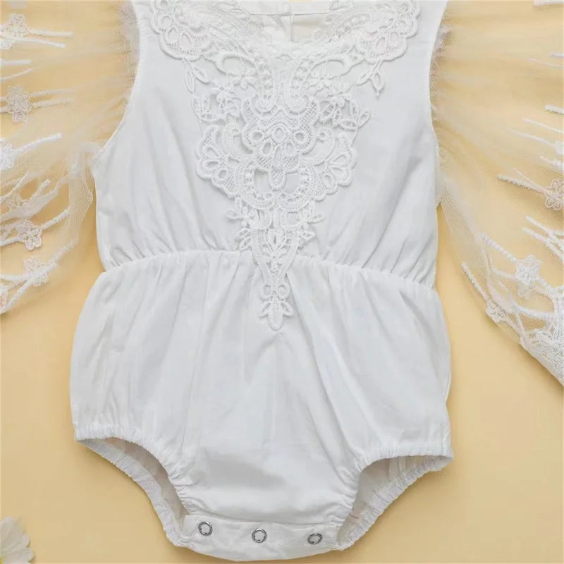 KMK - 0-24M Lace Floral Romper