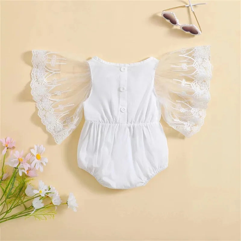 KMK - 0-24M Lace Floral Romper