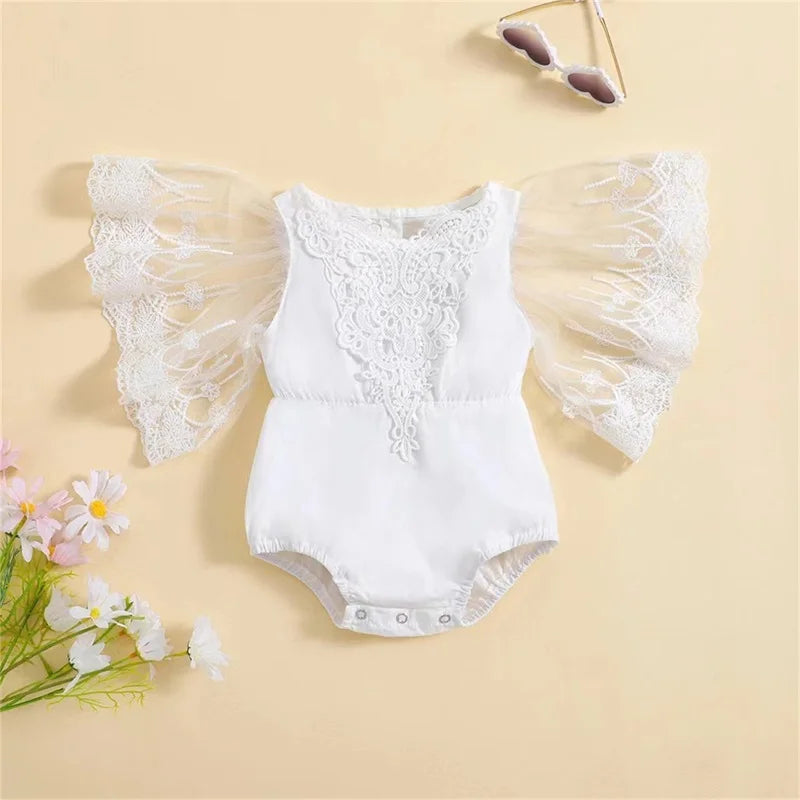 KMK - 0-24M Lace Floral Romper