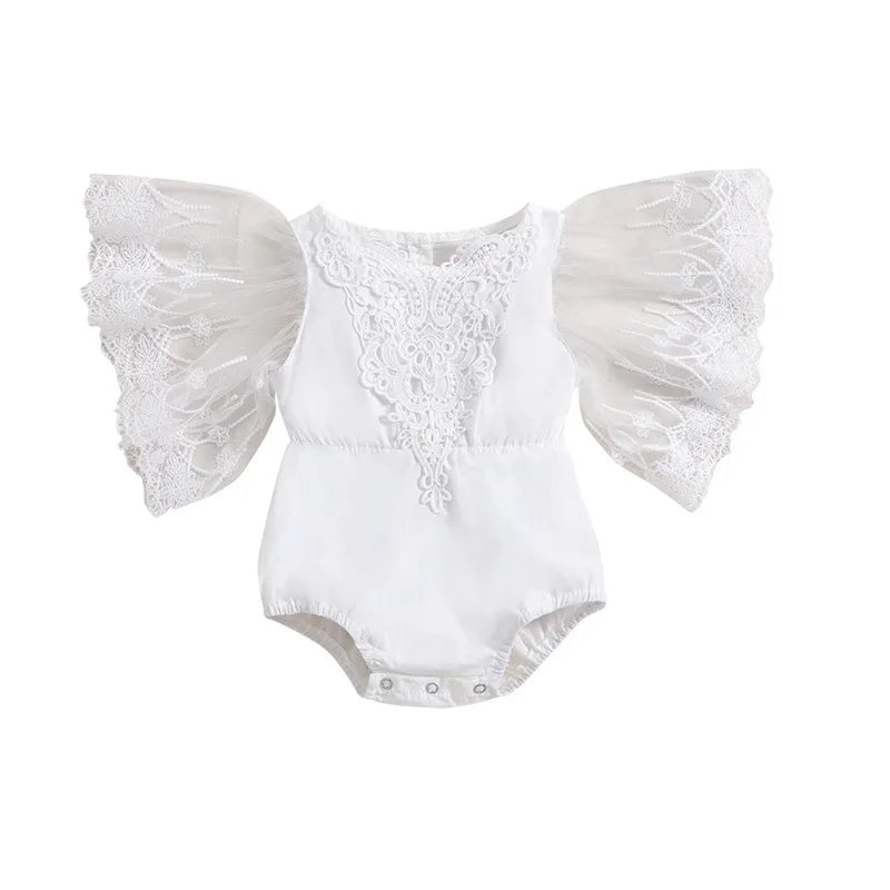 KMK - 0-24M Lace Floral Romper