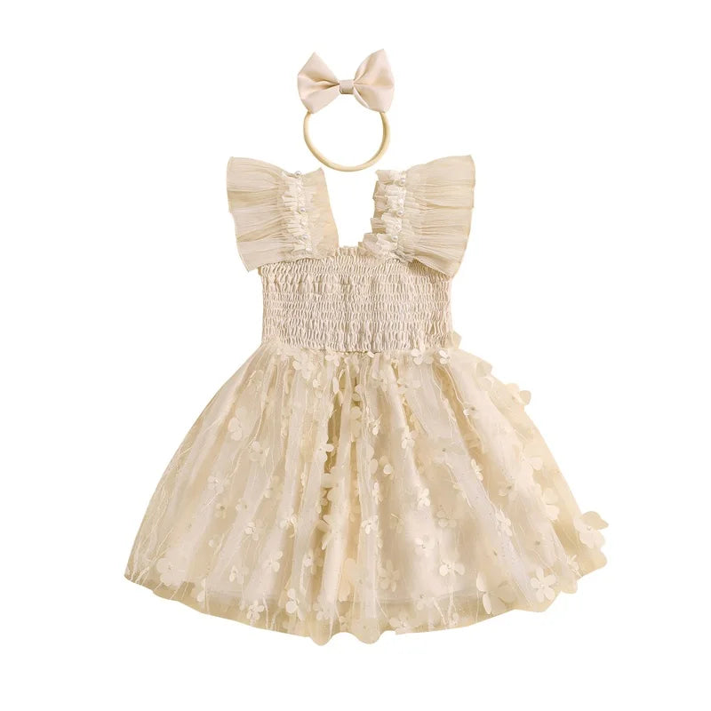 KMK - 0-5Y Flowers Tulle Dress + Headband