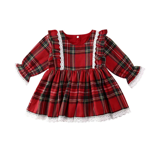 KMK - 1-6Y Xmas Plaid Ruffles Dress