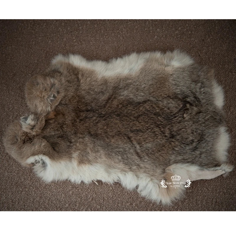 KMK - 100% Natural Rabbit Fur Blanket Basket Filler