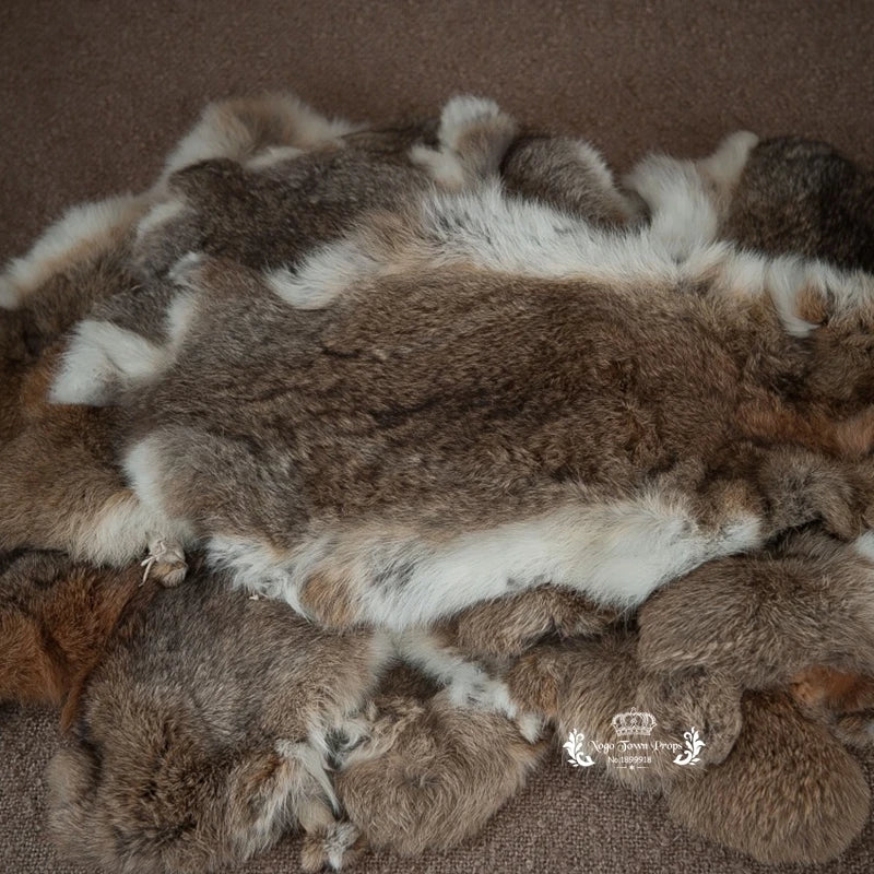 KMK - 100% Natural Rabbit Fur Blanket Basket Filler