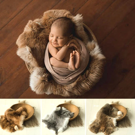 KMK - 100% Natural Rabbit Fur Blanket Basket Filler