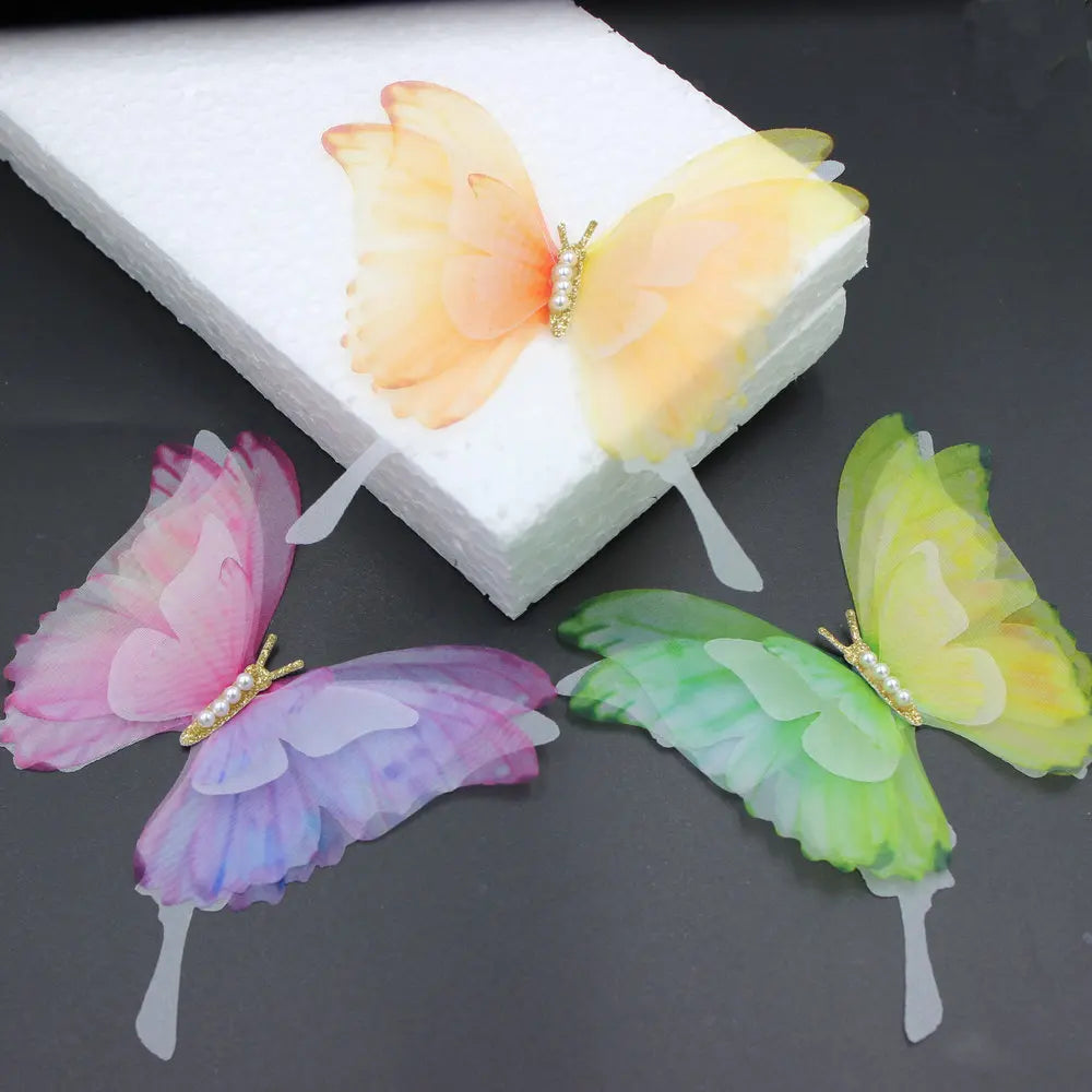 KMK - 11cm Organza Fabric Chiffon Butterflies 20 Pack