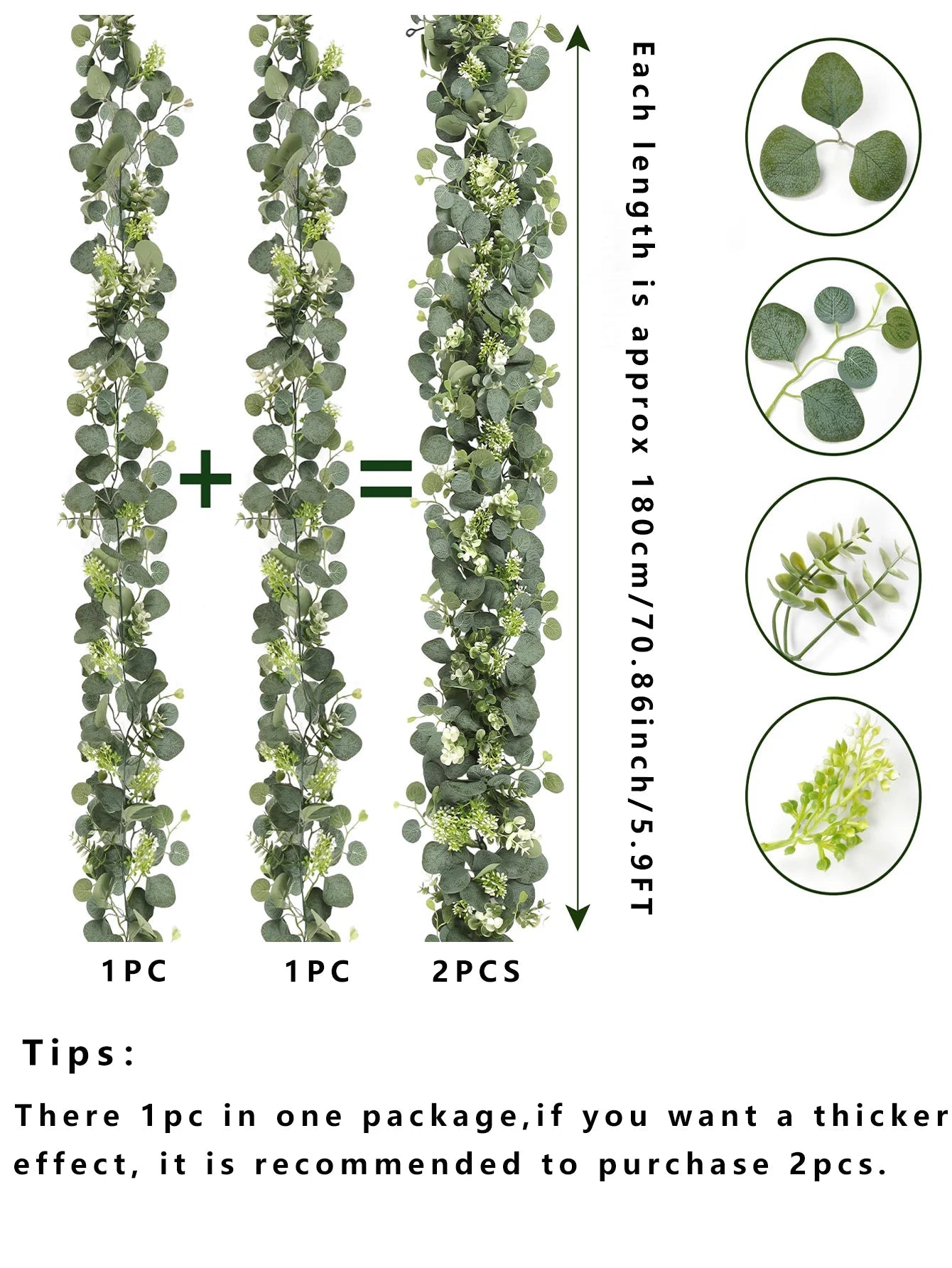 KMK - 1pc Artificial Leaves Garland