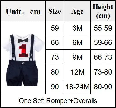 KMK - 1st Birthday Romper with Overalls Set