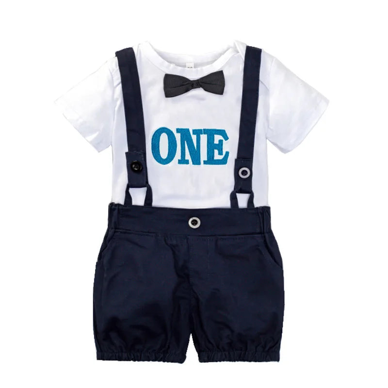 KMK - 1st Birthday Romper with Overalls Set