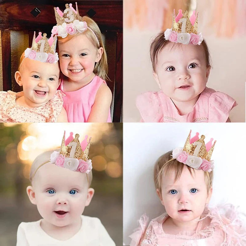 KMK -1st Birthday crown headbands - assorted