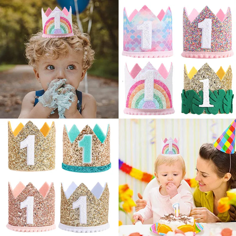 KMK -1st Birthday crown headbands - assorted