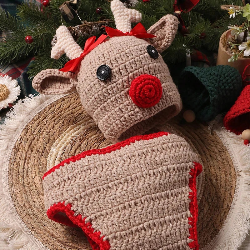 KMK -2 piece Christmas knitted Reindeer Set