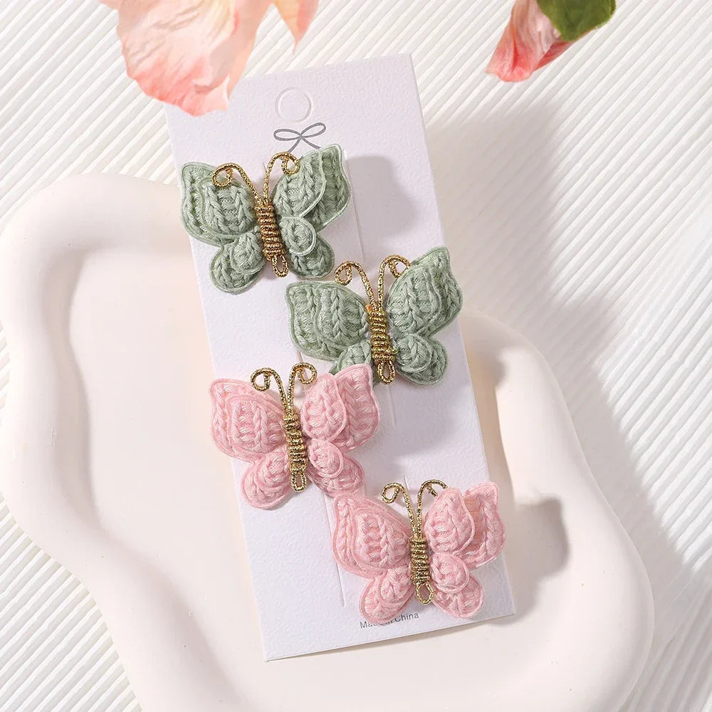 KMK - 2/4pcs/set Crochet Butterfly Hair Clips