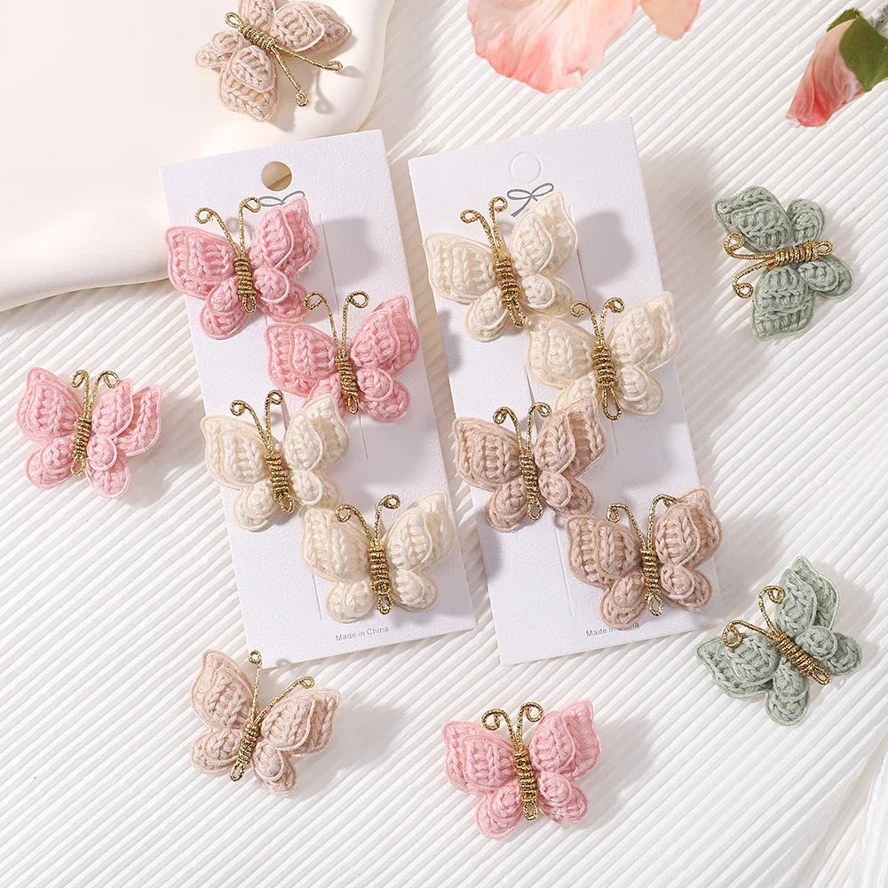 KMK - 2/4pcs/set Crochet Butterfly Hair Clips