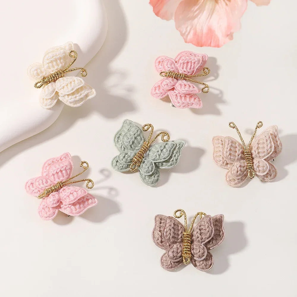 KMK - 2/4pcs/set Crochet Butterfly Hair Clips