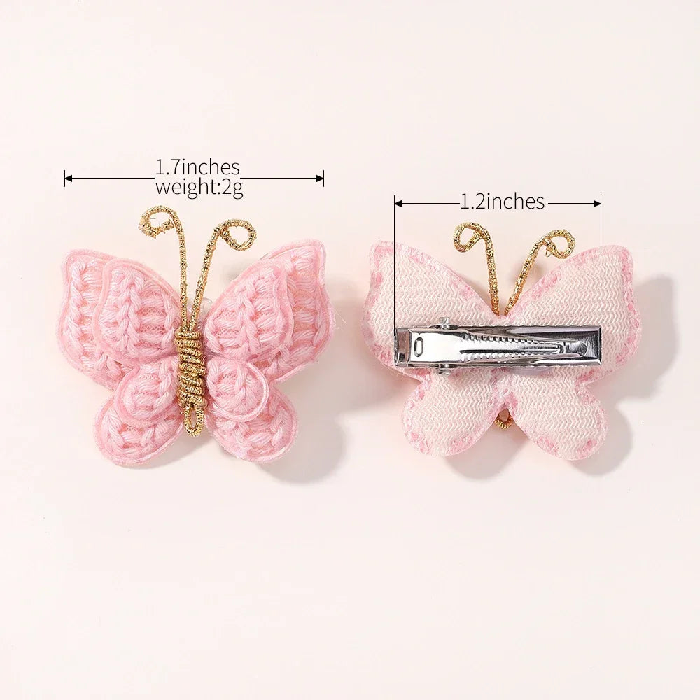 KMK - 2/4pcs/set Crochet Butterfly Hair Clips