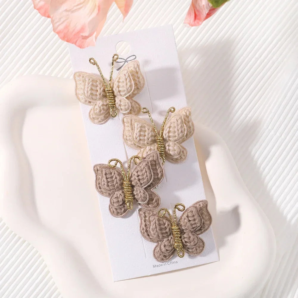 KMK - 2/4pcs/set Crochet Butterfly Hair Clips