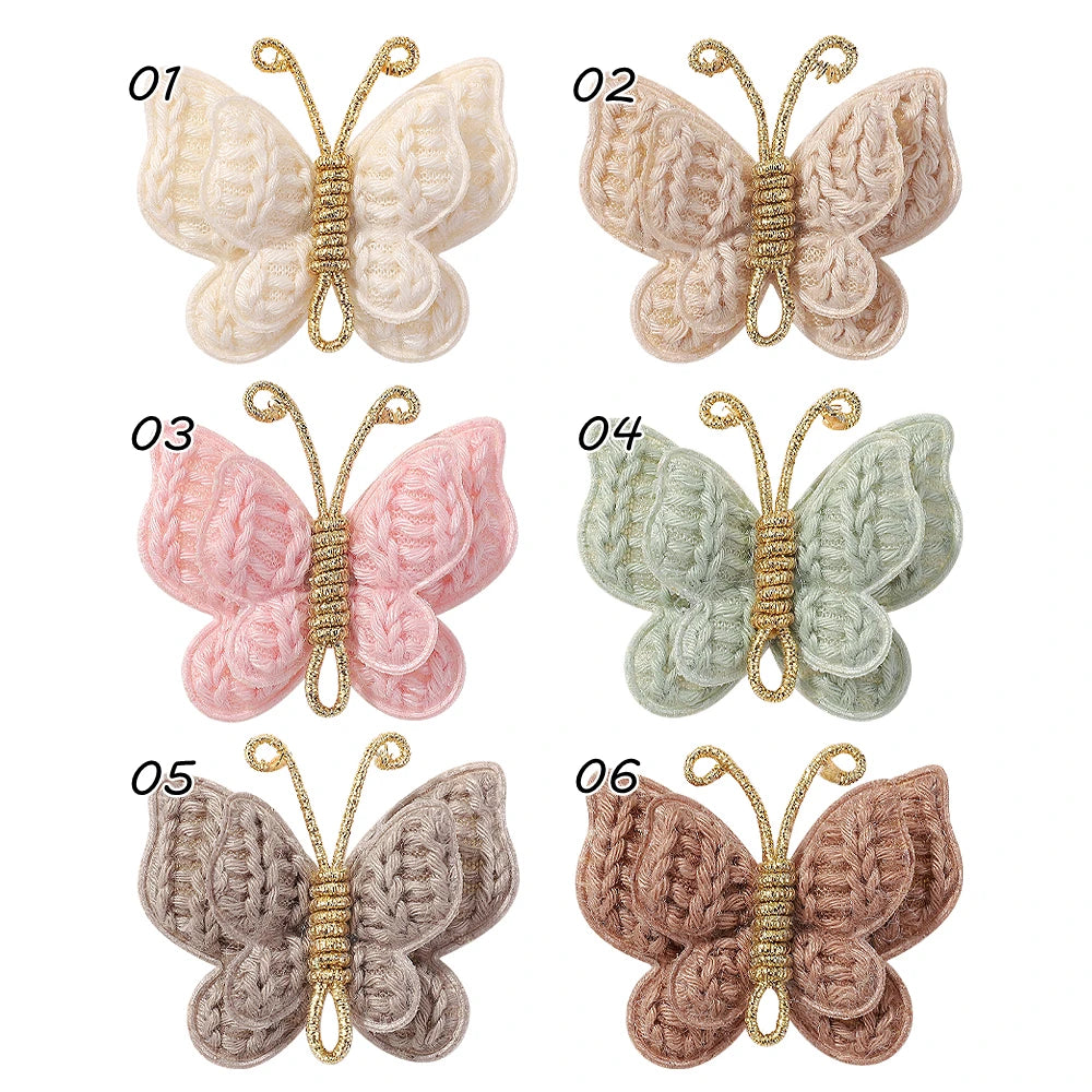 KMK - 2/4pcs/set Crochet Butterfly Hair Clips