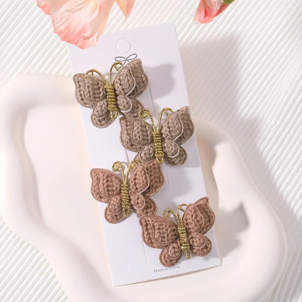 KMK - 2/4pcs/set Crochet Butterfly Hair Clips