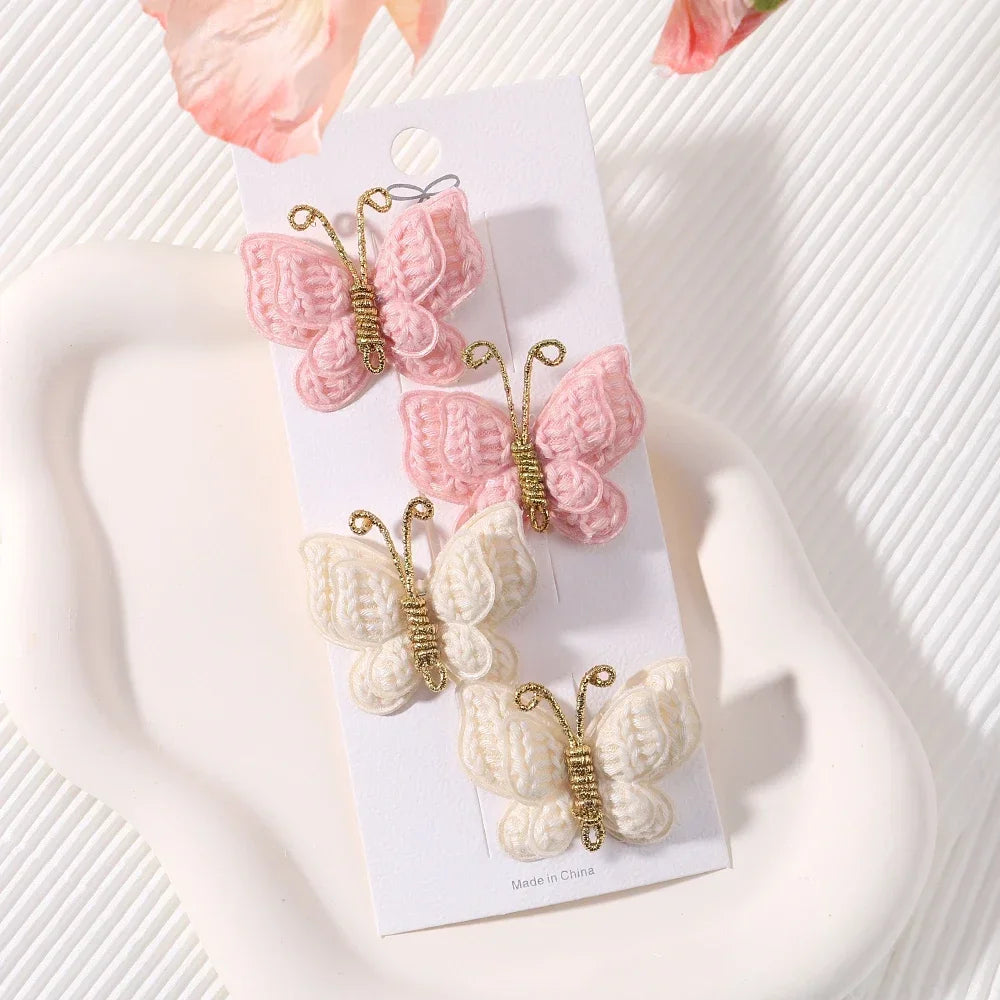 KMK - 2/4pcs/set Crochet Butterfly Hair Clips