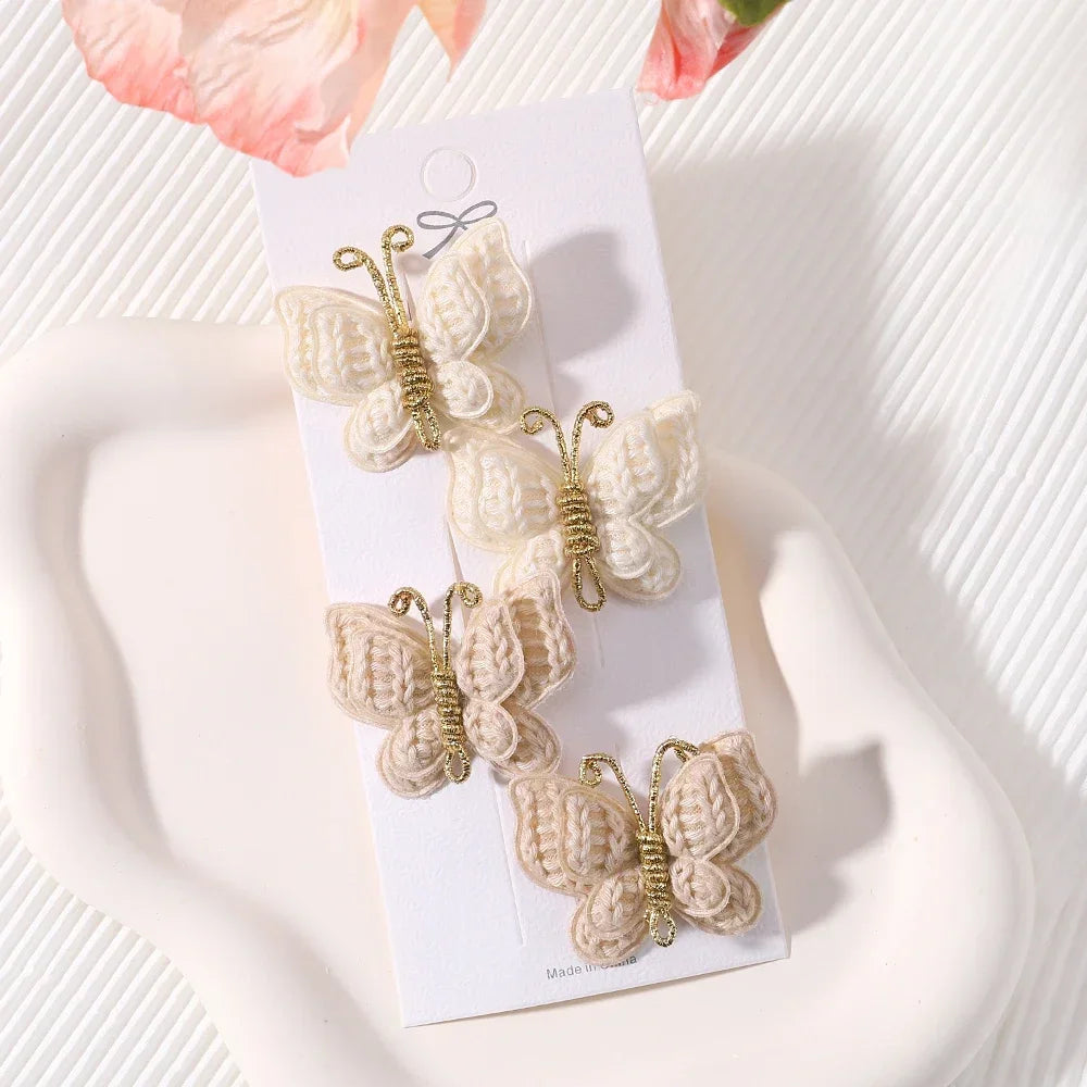 KMK - 2/4pcs/set Crochet Butterfly Hair Clips