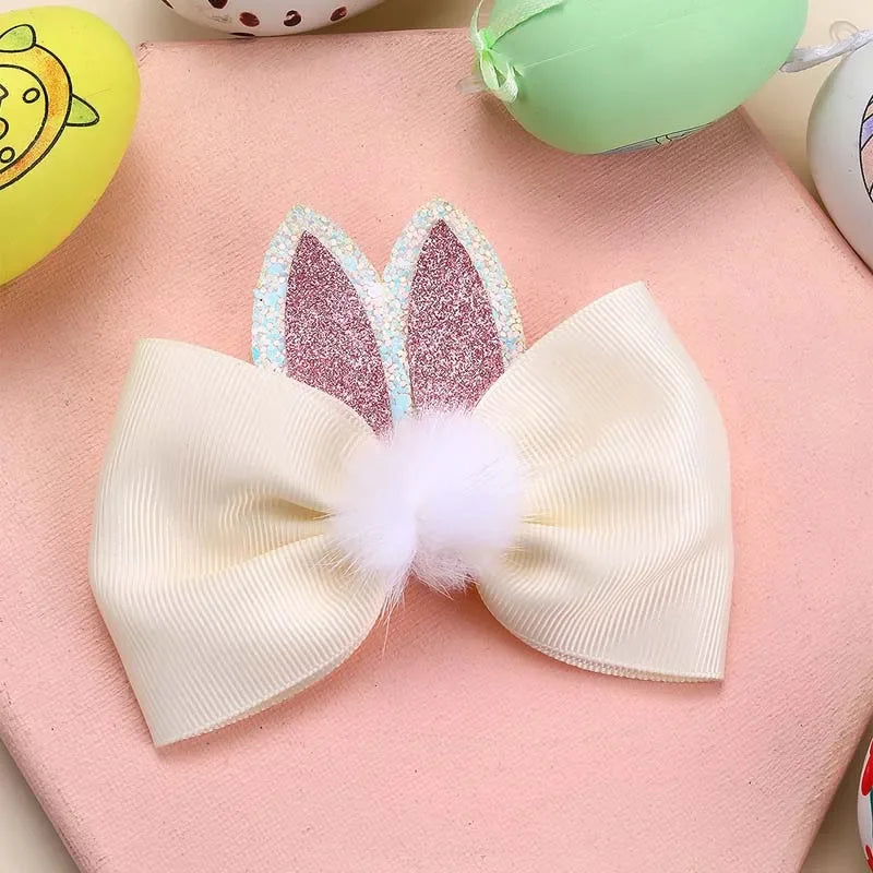 KMK - 2Pcs/set Cute Bunny Ears Hair Bow Clip