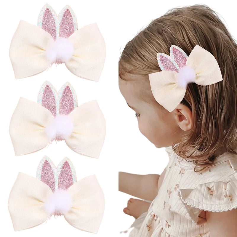 KMK - 2Pcs/set Cute Bunny Ears Hair Bow Clip