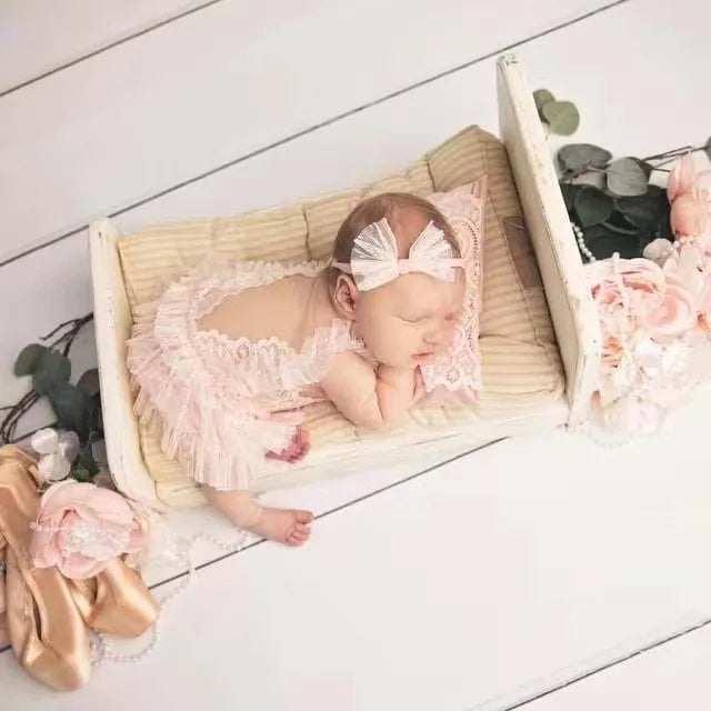 KMK - 2pcs/set Newborn Lace Romper + Headband