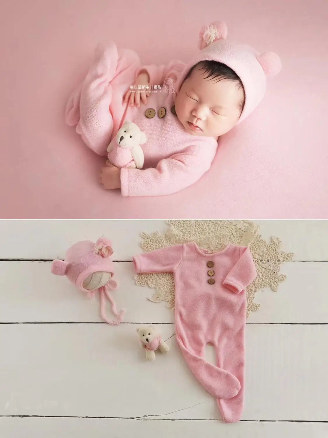 KMK - 3 Piece Newborn Romper + Hat + Doll Set