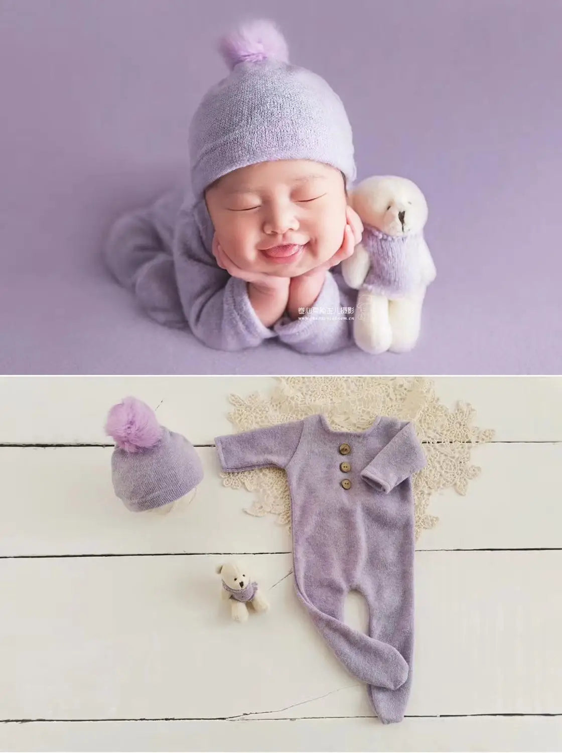 KMK - 3 Piece Newborn Romper + Hat + Doll Set