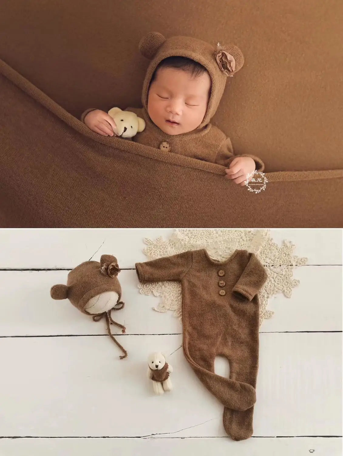 KMK - 3 Piece Newborn Romper + Hat + Doll Set