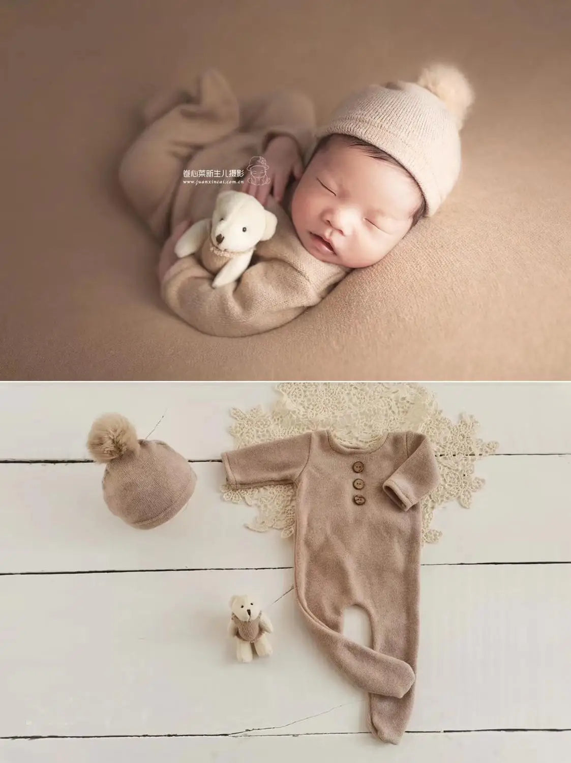 KMK - 3 Piece Newborn Romper + Hat + Doll Set