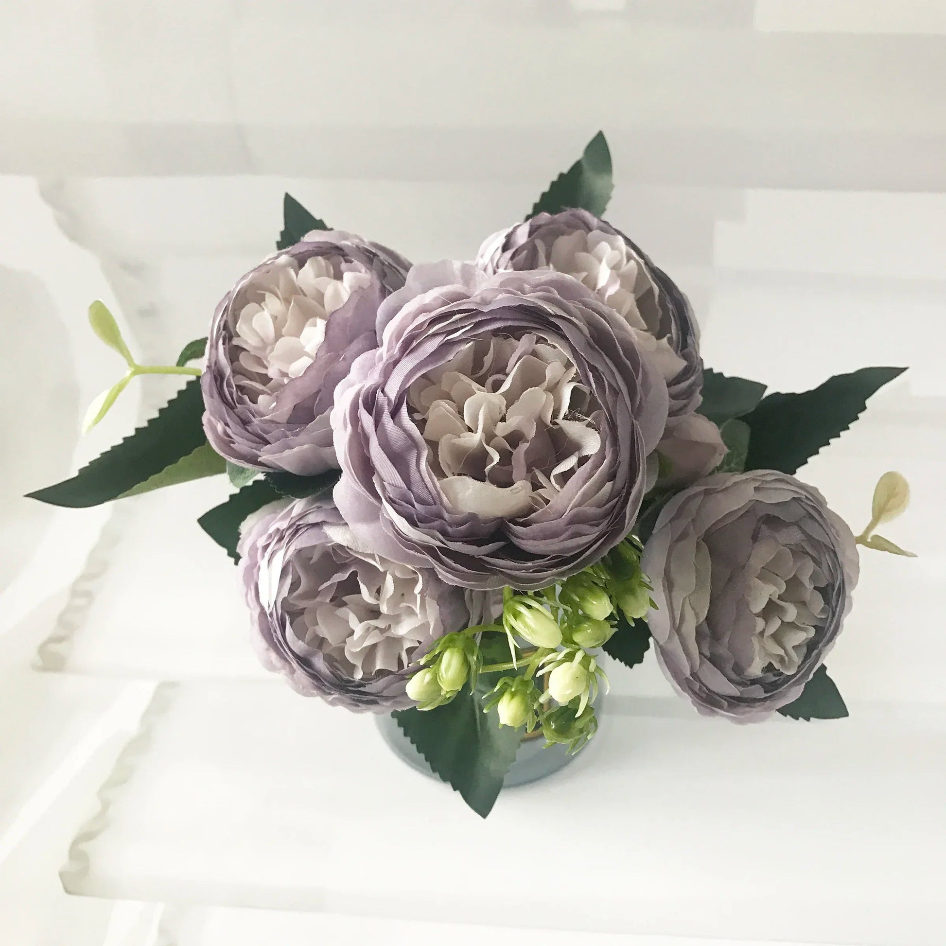 KMK - 30cm Rose Pink Silk Peony Artificial Flower Bunch