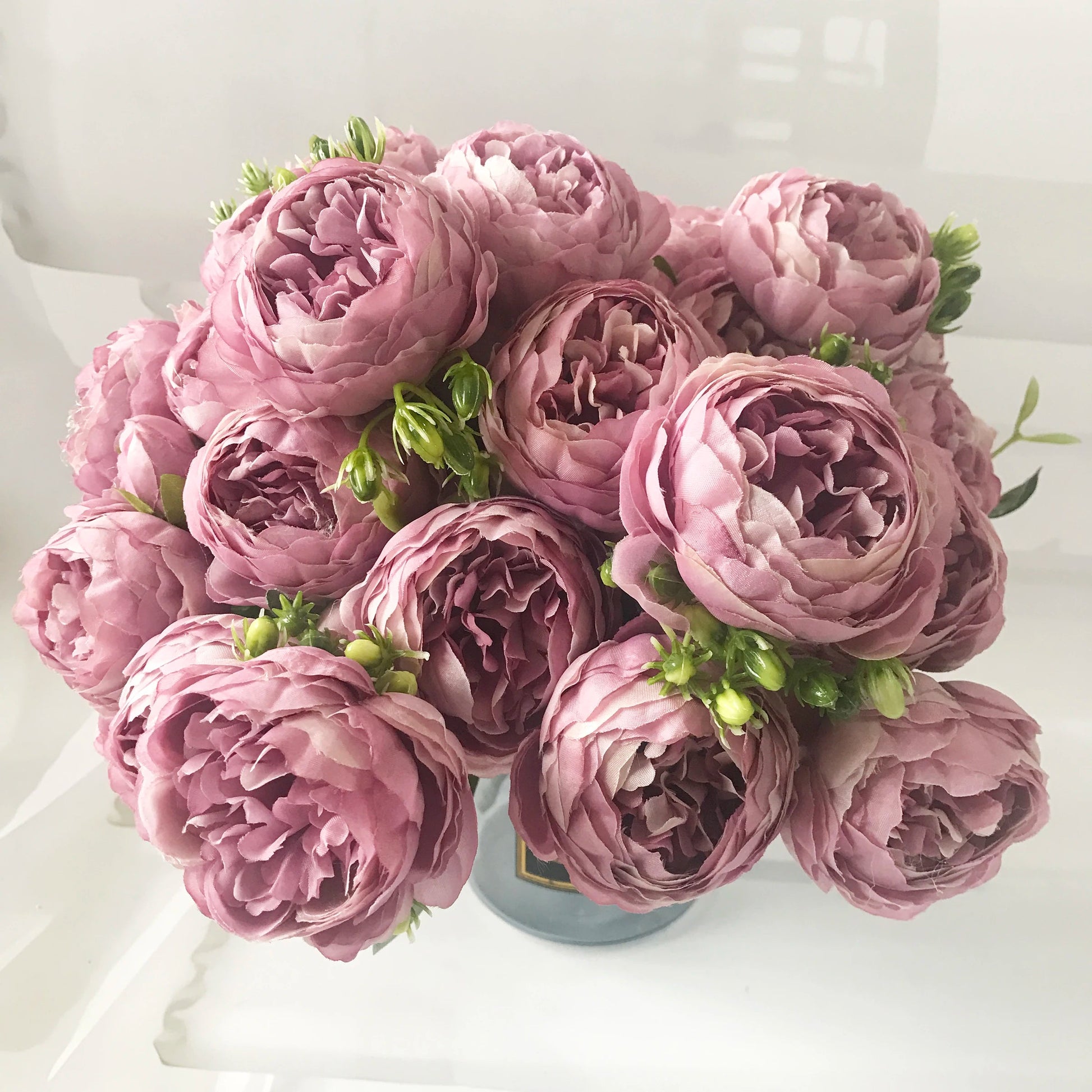 KMK - 30cm Rose Pink Silk Peony Artificial Flower Bunch