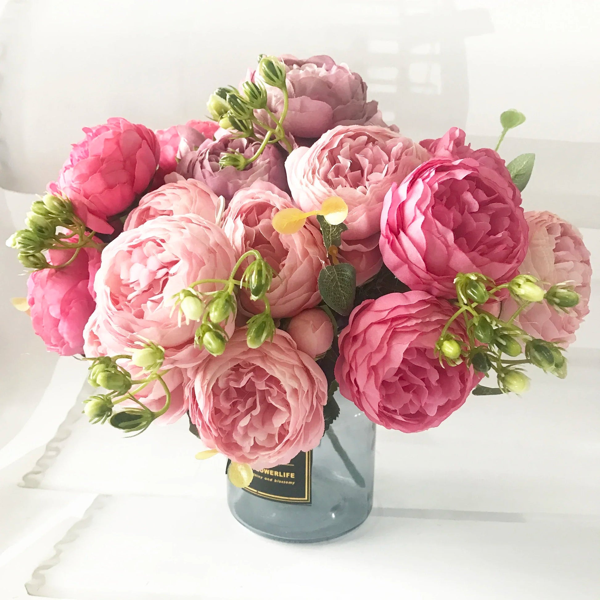 KMK - 30cm Rose Pink Silk Peony Artificial Flower Bunch