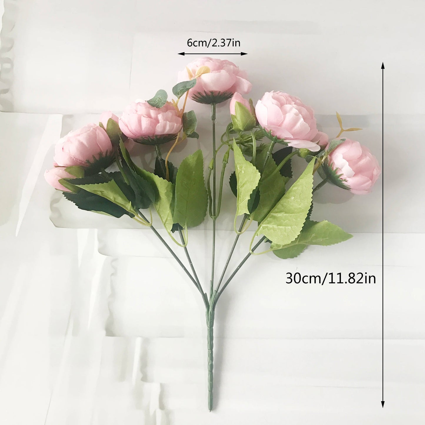 KMK - 30cm Rose Pink Silk Peony Artificial Flower Bunch