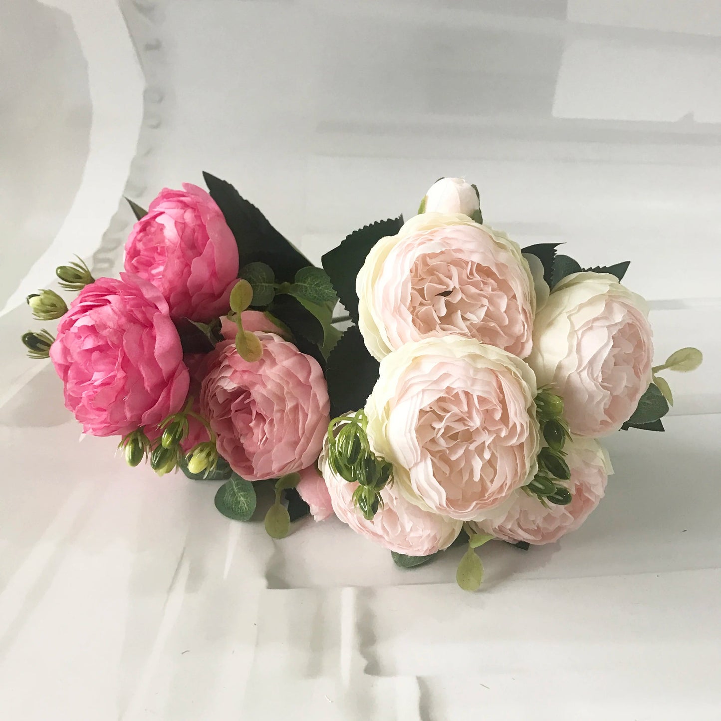 KMK - 30cm Rose Pink Silk Peony Artificial Flower Bunch