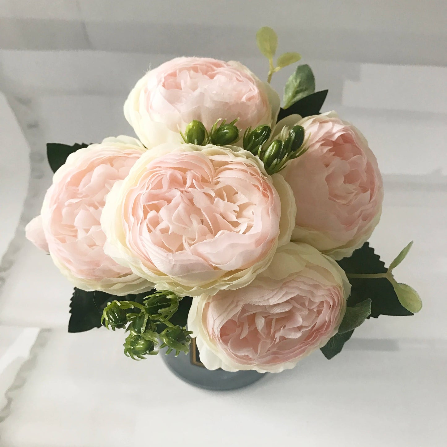 KMK - 30cm Rose Pink Silk Peony Artificial Flower Bunch