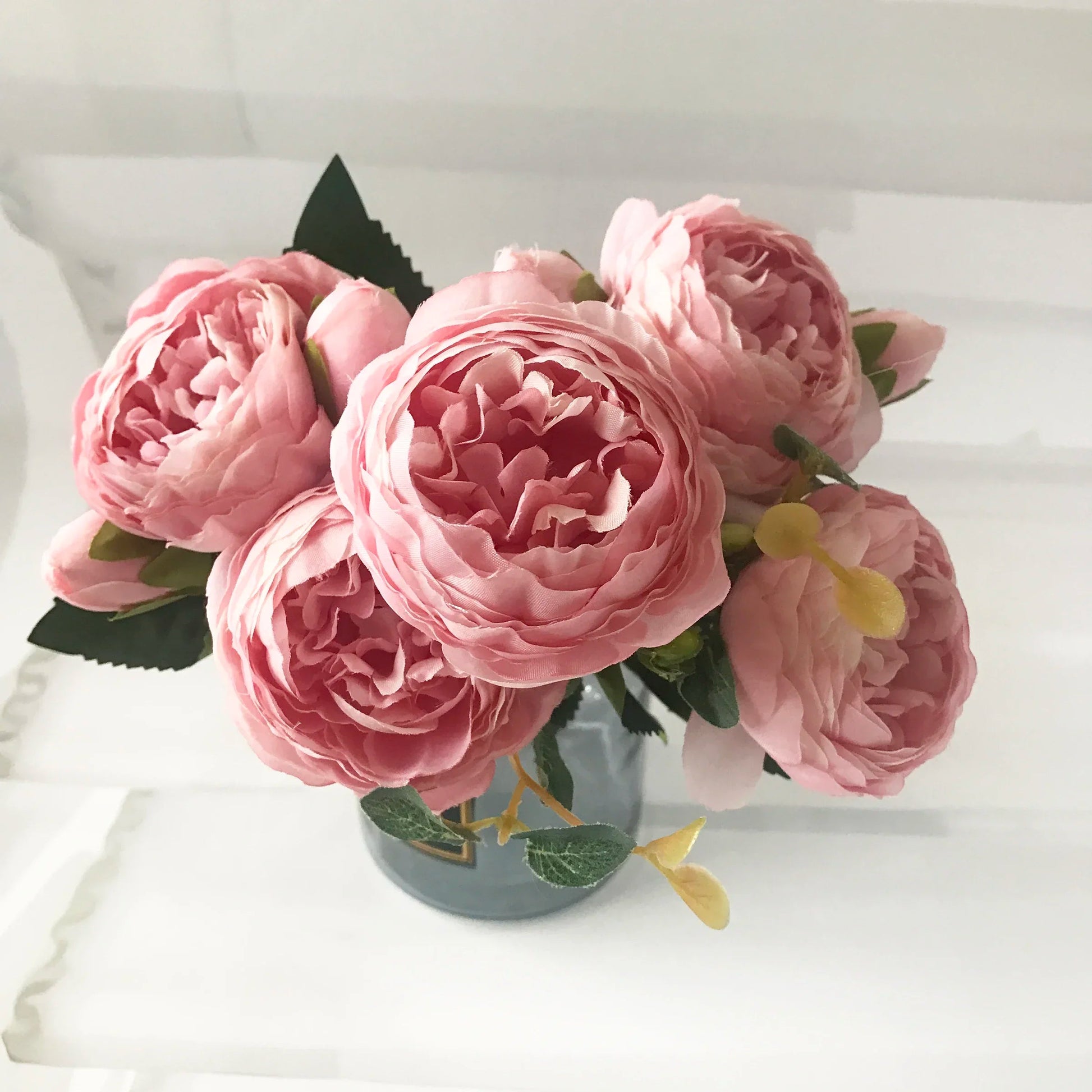 KMK - 30cm Rose Pink Silk Peony Artificial Flower Bunch