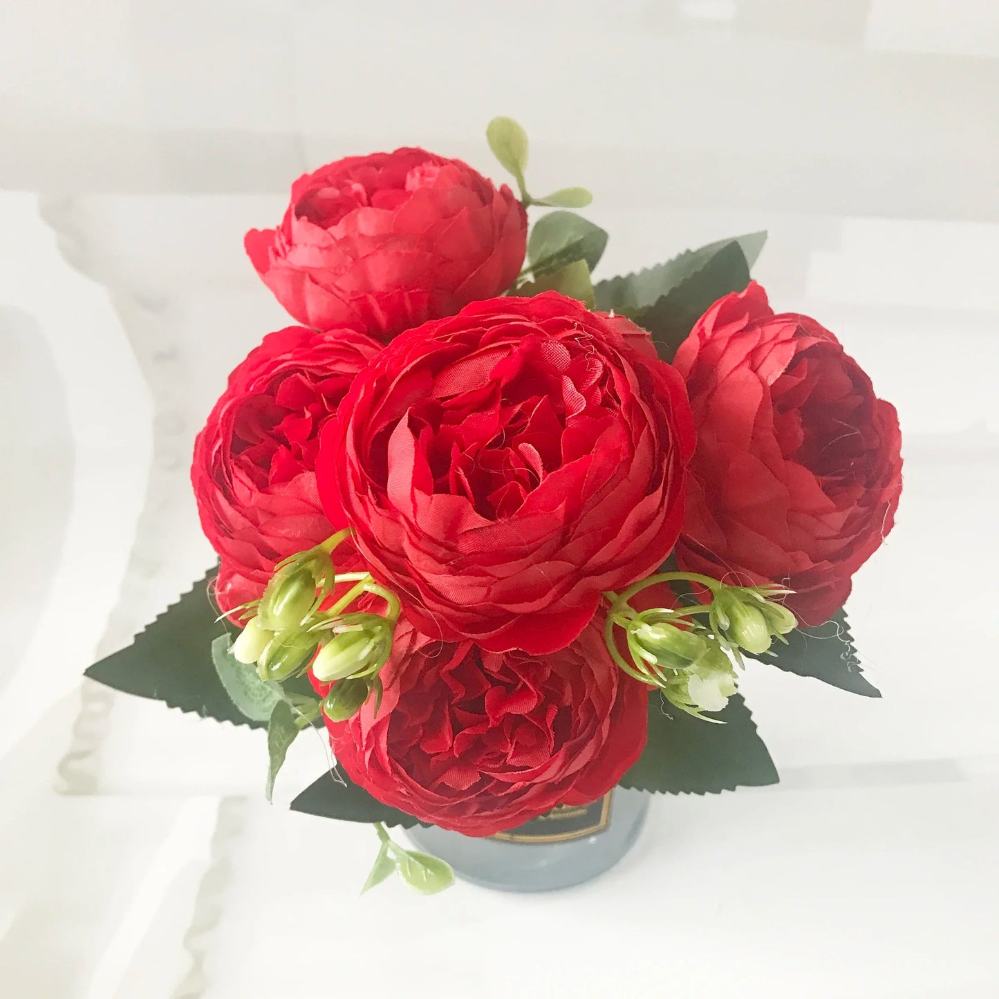 KMK - 30cm Rose Pink Silk Peony Artificial Flower Bunch