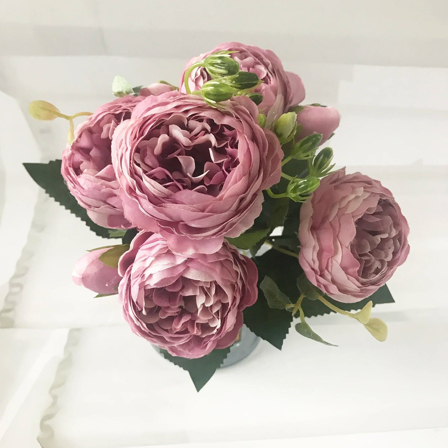 KMK - 30cm Rose Pink Silk Peony Artificial Flower Bunch