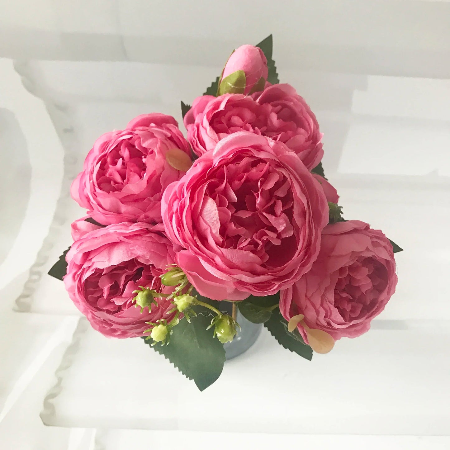 KMK - 30cm Rose Pink Silk Peony Artificial Flower Bunch