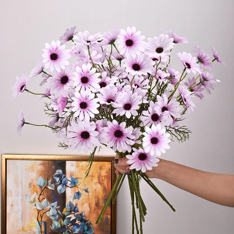 KMK - 3/5/10Pcs Artificial White Daisy Flower Bunch