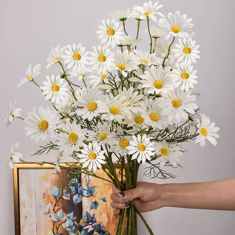 KMK - 3/5/10Pcs Artificial White Daisy Flower Bunch