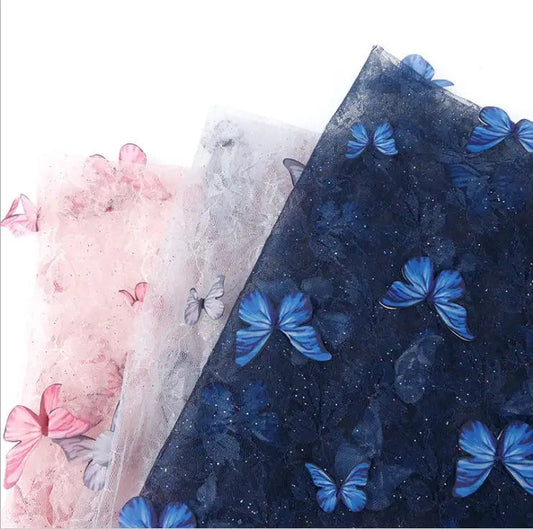 KMK - 3D Butterfly Embroidered Fabric