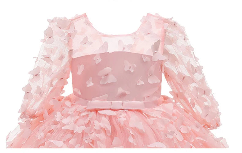 KMK - 3D Butterfly Flowers Mesh Dress + Headband