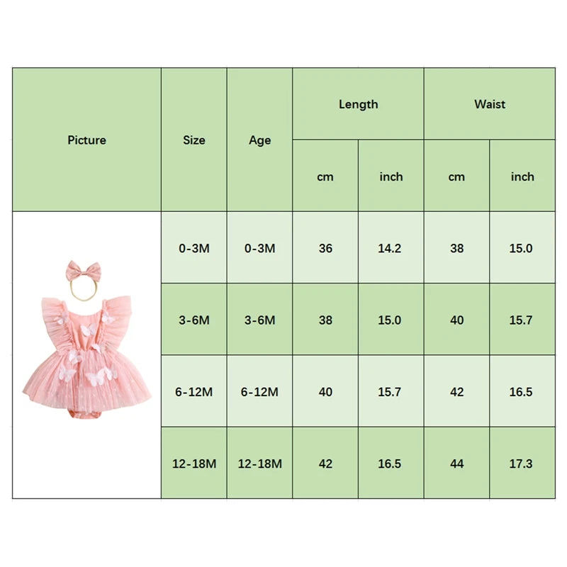 KMK - 3D Butterfly Mesh Tulle Romper Dress + Headband