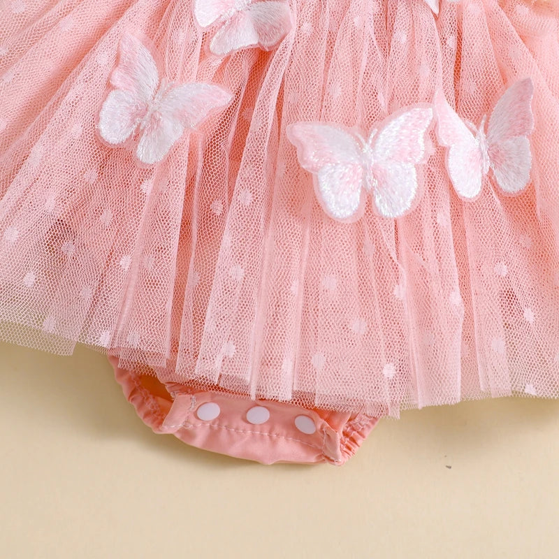 KMK - 3D Butterfly Mesh Tulle Romper Dress + Headband