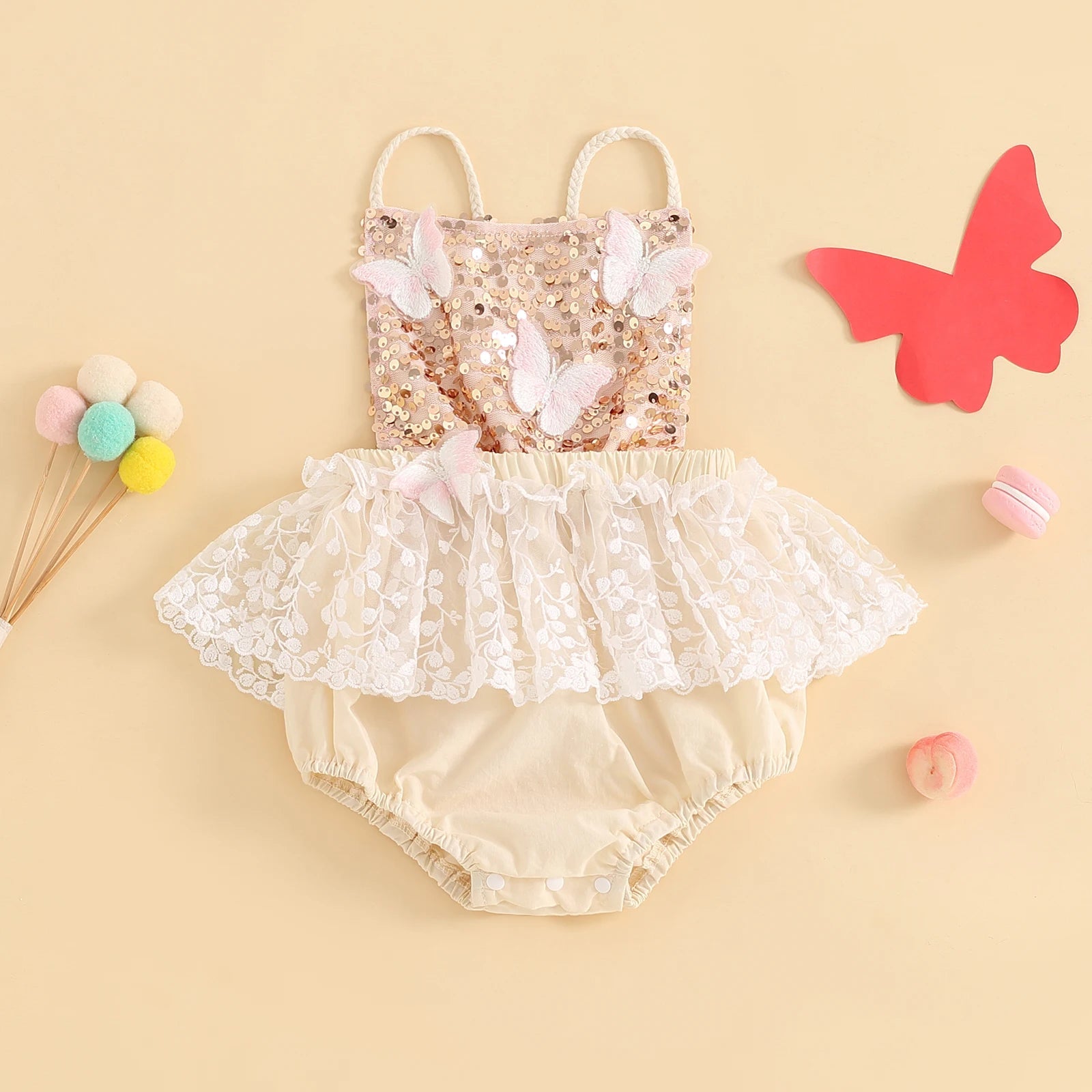 KMK - 3D Butterfly Sequin Romper